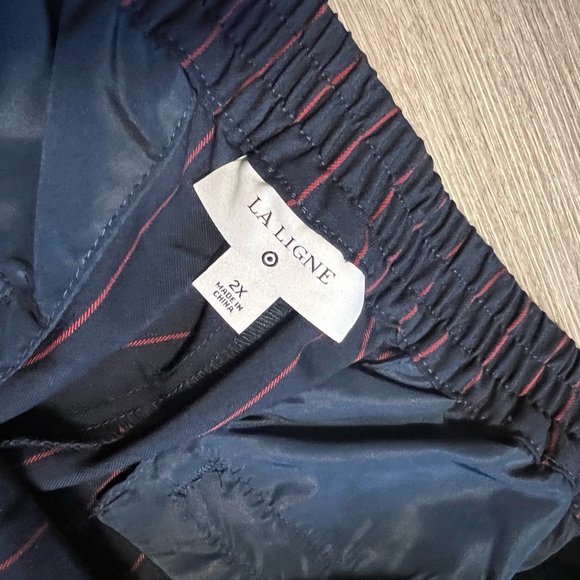 La Ligne x Target Trousers Wide Leg Pants Side Stripe Navy Red Women size 2X - Picture 6 of 8